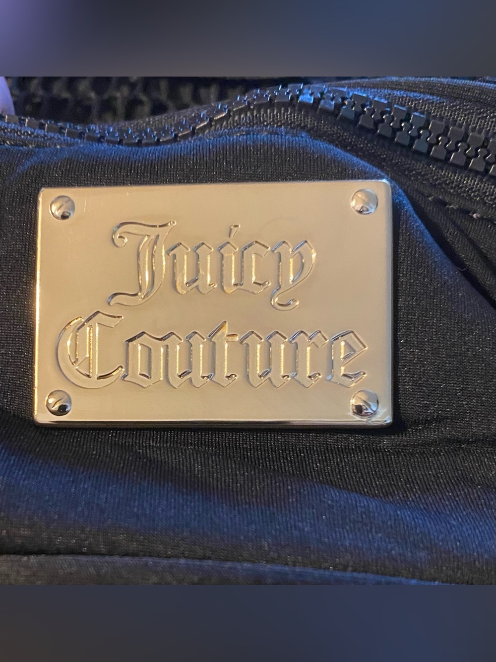 Juicy Couture Black Mesh Drawstring Backpack | Zip-Bottom Compartment | Y2K - Picture 3 of 11
